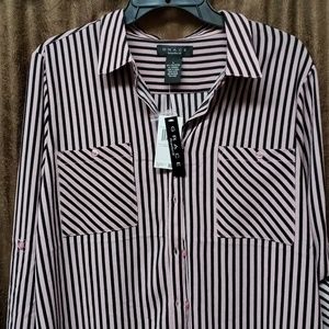 Striped pink & black dressy shirt